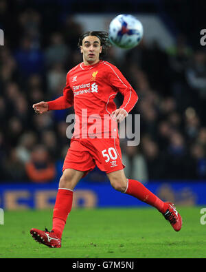 Fußball - Capital One Cup - Halbfinale - zweite Etappe - Chelsea gegen Liverpool - Stamford Bridge. Lazar Markovic aus Liverpool beim Capital One Cup Halbfinale, Second Leg Match in Stamford Bridge, London. Stockfoto