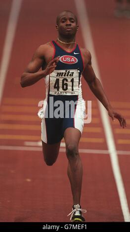 Leichtathletik - 6. IAAF Hallenweltmeisterschaft. Tim Montgomery, USA - 60 m Männer Stockfoto