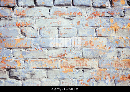 Vintage blaue Ziegel Wand Textur mit peeling Putz Stockfoto