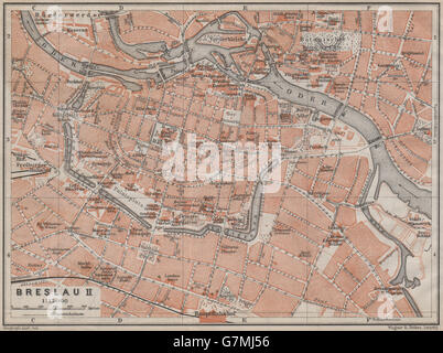 BRESLAU WROCŁAW antiken Stadt Stadt Plan Miasta II. Wroclaw. Polen Mapa, 1913 Stockfoto