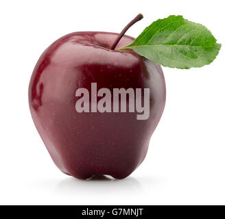 roter Apfel auf dem weißen Hintergrund isoliert. Stockfoto