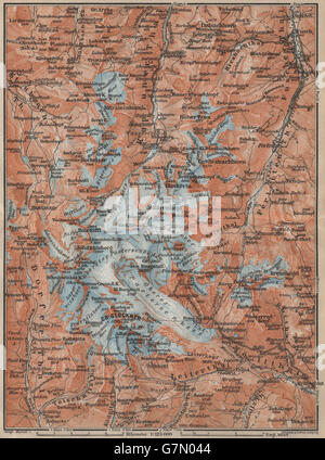 GLOCKNERGRUPPE Großglockner Topo-Karte. Österreich-Österreich Karte, 1911 Stockfoto