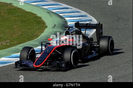 Die Jenson-Taste von McLaren Honda bei den Tests vor der Saison auf dem Circuito de Jerez in Jerez, Spanien. Stockfoto