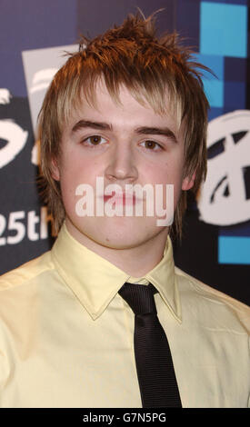 Start DER BRIT Awards 2005 Nominierungen - Park Lane Hotel. Tom Fletcher von McFly. Stockfoto