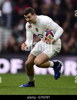 Der englische Jonny May in Aktion beim Nationenspiel 6 in Twickenham, London. DRÜCKEN SIE VERBANDSFOTO. Bilddatum: Samstag, 14. Februar 2015. Siehe PA Story RUGBYU England. Bildnachweis sollte lauten: Adam Davy/PA Wire Stockfoto