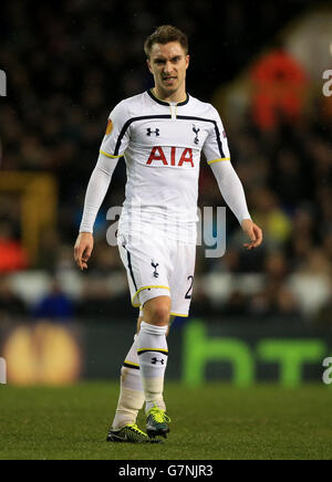 Fußball - UEFA Europa League - Runde 32 - Erstes Bein - Tottenham Hotspur gegen Fiorentina - Weiße Hart Lane. Christian Eriksen von Tottenham Hotspur verpasste eine Chance während des Spiels der UEFA Europa League in der White Hart Lane, London. Stockfoto