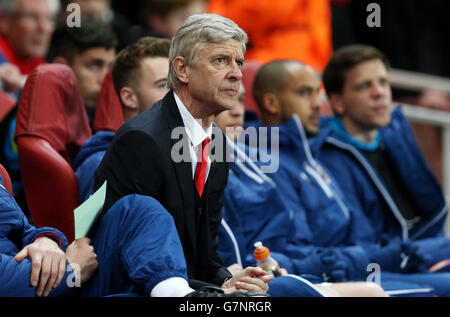 Fußball - UEFA Champions League - 16. Runde - Erstes Bein - Arsenal gegen Monaco - Emirates Stadium. Arsenal-Manager Arsene Wenger während des Spiels der UEFA Champions League Runde 16 im Emirates Stadium, London. Stockfoto