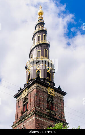 Korkenzieher Turmspitze von der Kirche von der Heiland (Vorfrelserskirke), Kopenhagen, Dänemark Stockfoto