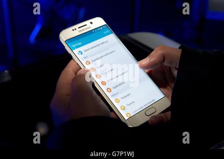 Samsung Galaxy S6 Handys vorgestellt Stockfoto