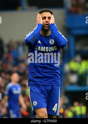 Chelseas Cesc Fabregas sieht während des Spiels der Barclays Premier League in Stamford Bridge, London, niedergeschlagen aus. DRÜCKEN Sie VERBANDSFOTO. Bilddatum: Sonntag, 15. März 2015. Siehe PA Geschichte FUSSBALL Chelsea. Bildnachweis sollte lauten: Adam Davy/PA Wire. Stockfoto