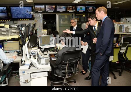 Der Herzog von Cambridge besucht die NHK Public Broadcasting Studios am dritten Tag seines Besuchs in Japan. Stockfoto