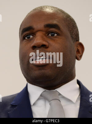 David Lammy, Labour-Abgeordneter für Tottenham im Norden Londons, spricht heute beim Policy Exchange in Westminster über die Strafjustiz. Stockfoto