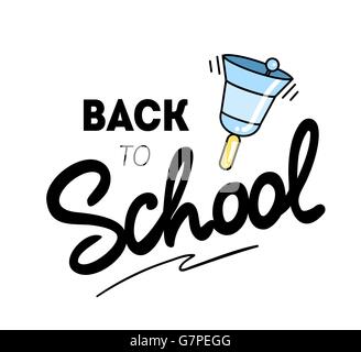 Zurück zu Schullogo mit einer Glocke. Vektor-Illustration. Stock Vektor