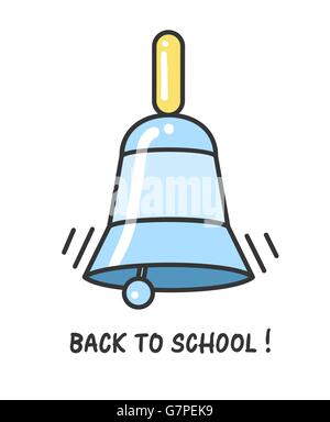 Zurück zu Schullogo mit einer Glocke. Vektor-Illustration. Stock Vektor