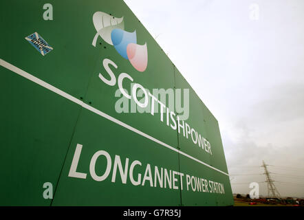 Eine allgemeine Ansicht des Kraftwerks Longannet, das vom stellvertretenden Ersten Minister John Swinney besucht wurde. Stockfoto