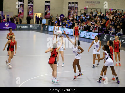 Korbball - Superleague - Loughborough Lightning V Yorkshire Jets - Sir David Wallace Sporthalle Stockfoto