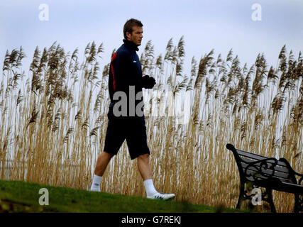 England Kapitän David Beckham während der Trainingseinheit. Stockfoto