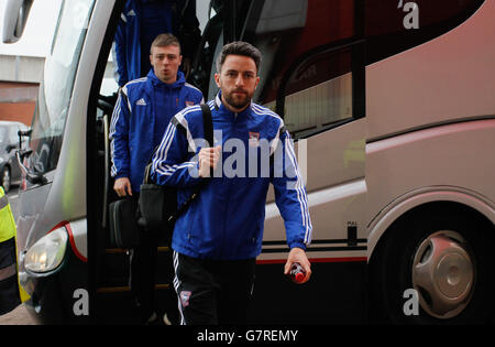 Fußball - Sky Bet Championship - Middlesbrough V Ipswich - Riverside Stadium. Cole Skuse von Ipswich kommt im Riverside Stadium an das Sky Bet Championship-Spiel im Riverside, Middlesbrough. Stockfoto