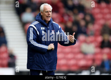 Ipswich Town Manager Mick McCarthy während des Sky Bet Championship Spiels im Riverside, Middlesbrough. Stockfoto