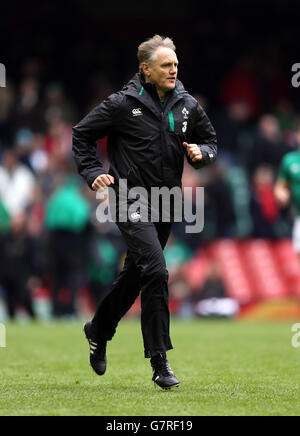 Irlands Trainer Joe Schmidt beim RBS 6 Nations-Spiel im Millennium Stadium, Cardiff. DRÜCKEN SIE VERBANDSFOTO. Bilddatum: Samstag, 14. März 2015. Siehe PA Story RUGBYU Wales. Bildnachweis sollte lauten: David Davies/PA Wire. EINSCHRÄNKUNGEN: Die Nutzung unterliegt Einschränkungen. Keine kommerzielle Nutzung. Keine Verwendung in Büchern oder Printmedien ohne vorherige Genehmigung. Stockfoto