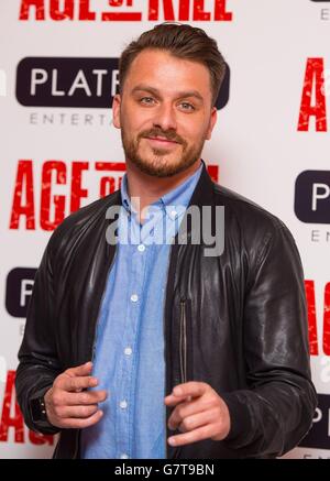 Dan O'Reilly, auch bekannt als Dapper Laughs, besuchte eine Vorführung von Age of Kill im Ham Yard Hotel, London. Stockfoto