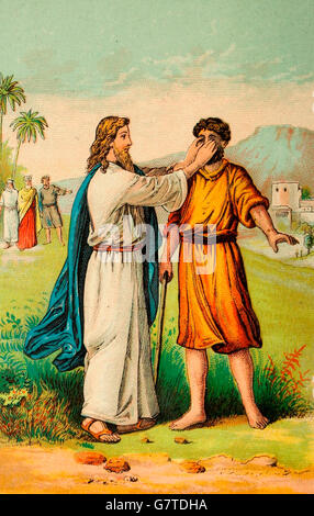 Jesus heilt den blinden Mann Stockfoto
