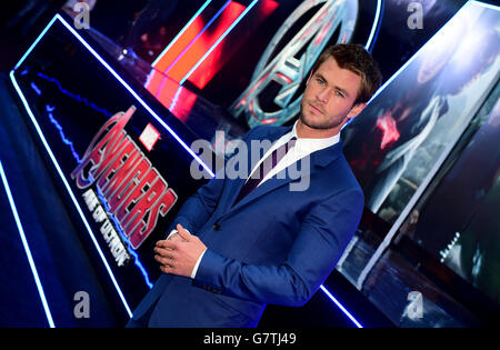 Chris Hemsworth (Thor) bei der europäischen Filmpremiere Marvel Avengers: The Age of Ultron im VUE-Kino in Westfield, London. Stockfoto