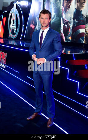 Chris Hemsworth (Thor) bei der europäischen Filmpremiere Marvel Avengers: The Age of Ultron im VUE-Kino in Westfield, London. Stockfoto