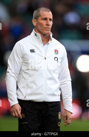 Rugby Union - 2015 RBS 6 Nations - England gegen Schottland - Twickenham. Stuart Lancaster, Trainer England Stockfoto