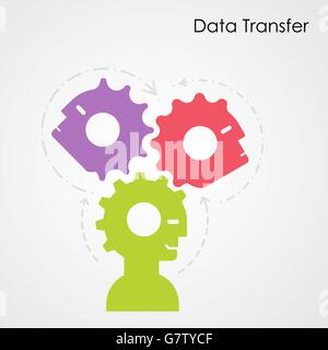 Menschlichen Kopf und Getriebe abstrakte Vektor Banner Entwurfsvorlage. Firmenkundengeschäft industrielle kreative Logo Symbol. Geschäft und Stock Vektor