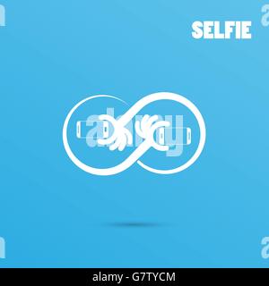 Unendliche Selfie Logodesign Elemente. Einnahme von Selfie Porträtfoto auf Smartphone-Konzept-Symbol. Selfie-Konzept-Design-Element. Ve Stock Vektor