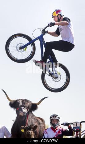 Danny MacAskill fördert Mountain Bike World Cup Stockfoto