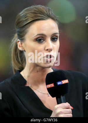 Korbball - Superleague - Grand Final Day - Hertfordshire Mavericks V Surrey Sturm - Finale - Kupfer-Box Arena Stockfoto