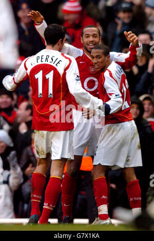 Thierry Henry von Arsenal feiert seinen Hattrick gegen Portsmouth Stockfoto