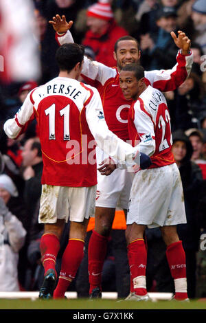 Thierry Henry von Arsenal feiert seinen Hattrick gegen Portsmouth Stockfoto