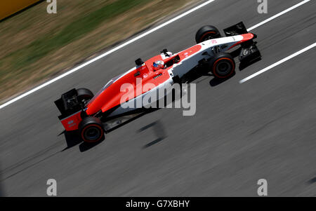 Will Stevens von Marussia während des Trainingstages auf dem Circuit de Barcelona-Catalunya in Barcelona, Spanien. Stockfoto