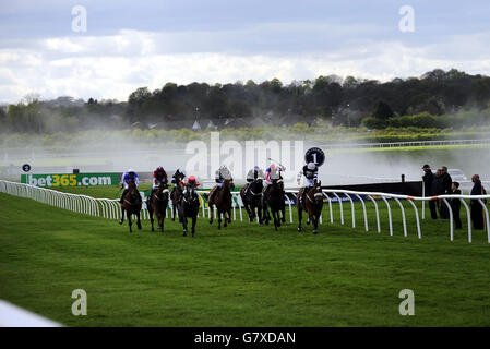 Die Läufer Rennen auf der neuen Rasenflachbahn in Wetherby bei den bet365 Handicap Stakes während des bet365 Inaugral Flat Meetings und Family Raceday auf der Wetherby Racecourse. Stockfoto