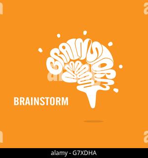 Kreative Gehirn Zeichen und Brainstorming-Konzept. Gehirn-Logo-Vektor-Design. Denke Idee Konzept. Brainstorm macht denken Gehirn Symbol. Stock Vektor