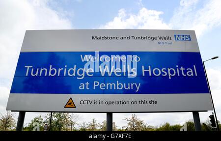 Einen Überblick über das Tunbridge Wells Hospital in Pembury in Kent, die nach dem Tod von Frances Cappuccini, starb nach der Geburt von Notfall-Kaiserschnitt am 9. Oktober 2012. Stockfoto