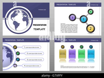 Bildung oder Business-Präsentation-Vorlage festgelegt. Präsentationsvorlagen Infografik Elemente flache Bauweise für Broschüre Flyer gesetzt Stock Vektor