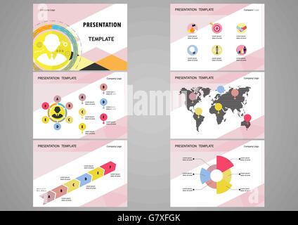 Bildung oder Business-Präsentation-Vorlage festgelegt. Präsentationsvorlagen Infografik Elemente flache Bauweise für Broschüre Flyer l set Stock Vektor