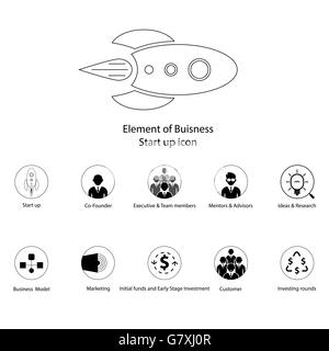 Element der Existenzgründung dünne Linie Symbol. Start Up Unternehmen starten Corporate Concept.Business Liniensymbol. Marketing-Linie-Symbol. Stock Vektor