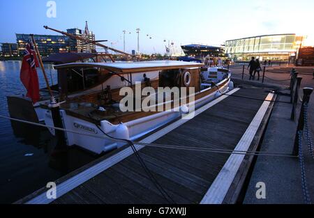 Dunkirk Little Ships versammeln sich am Royal Victoria Dock, London, um den 75. Jahrestag der großen Rettungsaktion - genannt Operation Dynamo - zu feiern. Stockfoto