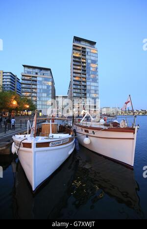 Dunkirk Little Ships versammeln sich am Royal Victoria Dock, London, um den 75. Jahrestag der großen Rettungsaktion - genannt Operation Dynamo - zu feiern. Stockfoto