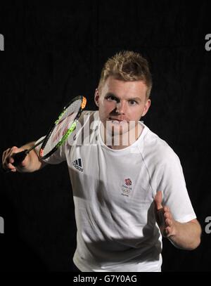 Milton Keynes, UK. 27. Juni 2016. Marcus Ellis, 26, Huddersfield (Herren Doppel). TeamGB kündigt das Badminton-Team für die Olympischen Spiele in Rio2016. Nationale Badminton-Zentrum. Milton Keynes. VEREINIGTES KÖNIGREICH. 27.06.2016. Bildnachweis: Sport In Bilder/Alamy Live-Nachrichten Stockfoto