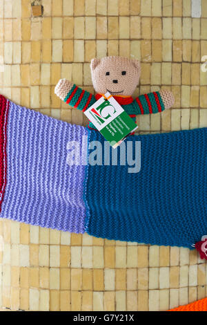 Bournemouth, Dorset, Großbritannien. 27. Juni 2016. Die Gilden der Townswomen bombardieren die Gärten und die Strandpromenade von Bournemouth. Gestrickter Teddybär in Kleidung Credit: Carolyn Jenkins/Alamy Live News Stockfoto