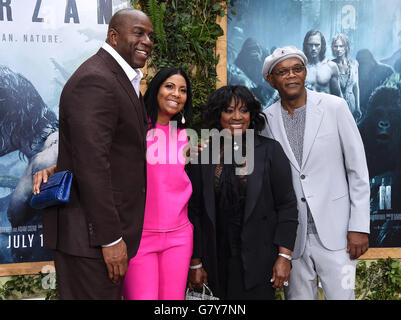 Hollywood, Kalifornien, USA. 27. Juni 2016. Magic Johnson, kommt Cookie Kelly, LaTanya Richardson & Samuel L. Jackson für die Premiere des Films "Die Legende von Tarzan" Dolby Theater. Bildnachweis: Lisa O'Connor/ZUMA Draht/Alamy Live-Nachrichten Stockfoto