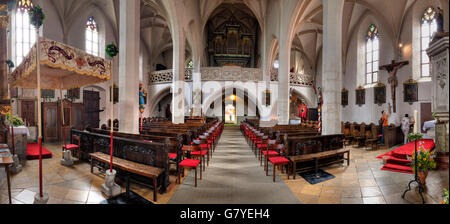 Innenansicht, Altar, Wallfahrtskirche Maria Laach, Wachau Region, Maria Laach am Jauerling, Waldviertel Region, Niederösterreich Stockfoto