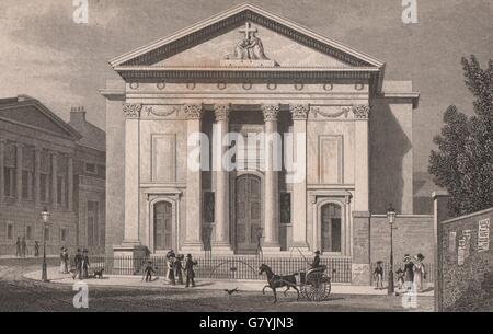 FINSBURY CIRCUS. St Mary Moorfields (jetzt Moorgate Station). SCHÄFER, 1828 Stockfoto