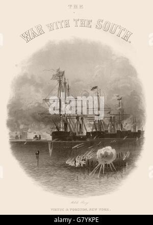 AMERIKANISCHER BÜRGERKRIEG. Mobile Bay in Alabama, antique print 1864 Stockfoto